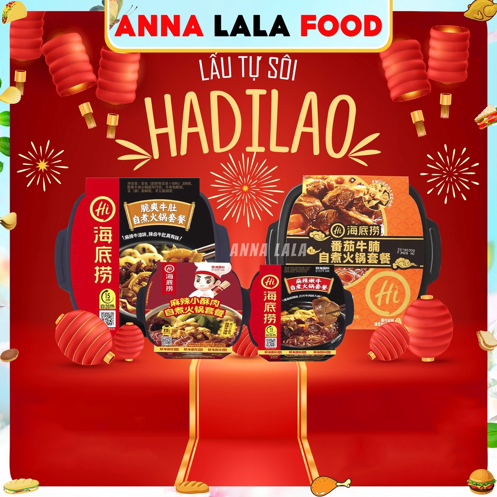 Lẩu tự sôi (lẩu ăn liền), lẩu bò cay tê, lẩu bò cà chua không cay, lẩu xách bò cay, lẩu heo cà chua không cay chính hãng