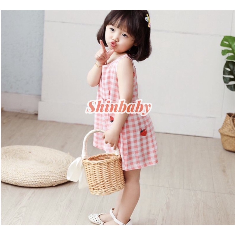 Váy đầm sát nách cotton xuất dư nhiều hoạ tiết đáng yêu cho bé gái