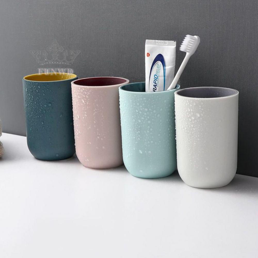 【FUNWD】Solid Creative Nordic Color Round Water Cup Household Mouthwash Toothbrush