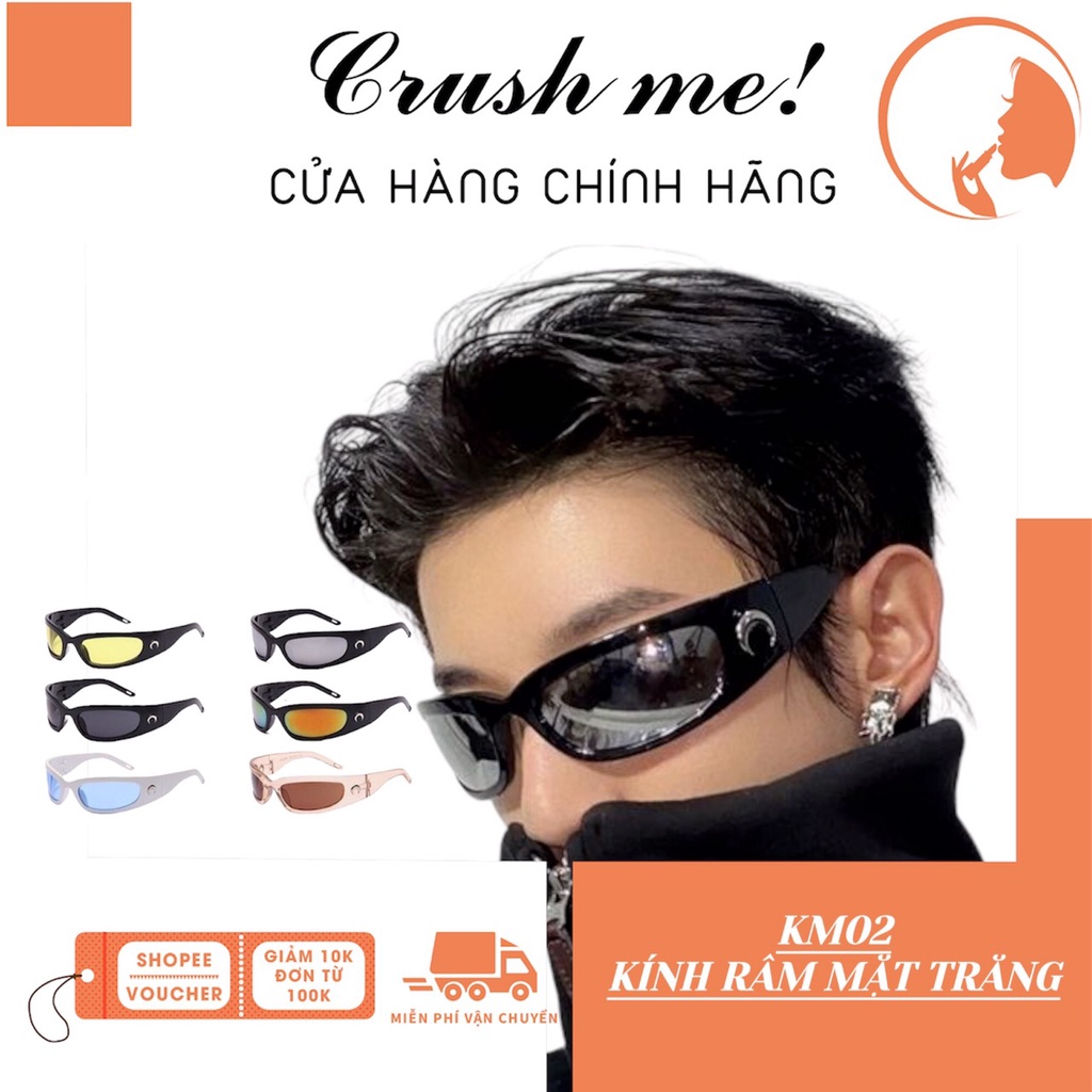 Crush me! KM02 Kính râm GM mặt trăng nam nữ kiếng mát Moon Wrap Future Suglasses phong cách Y2k punk rock