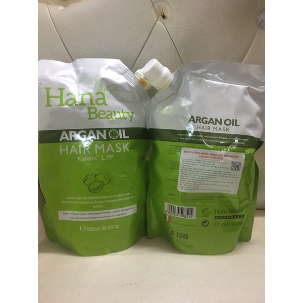 Hấp ủ tóc hana beauty arganoil hair mask 900ml hương thơm nước hoa mềm mượt
