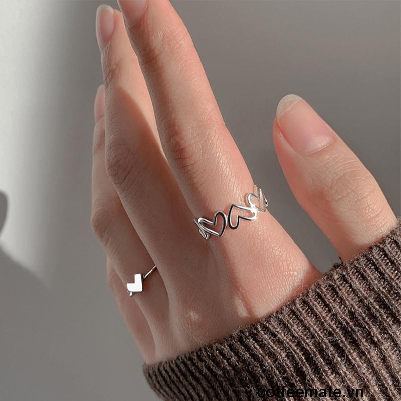 Set 2 Nhẫn Thiết Kế Đơn Giản Thời Trang Tinh Tế Cho Nữ