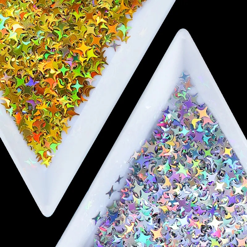 Set 5 Hộp Sequin Hình Ngôi Sao Lấp Lánh Nhiều Màu Sắc Dùng Để Trang Trí Móng Nghệ Thuật DIY