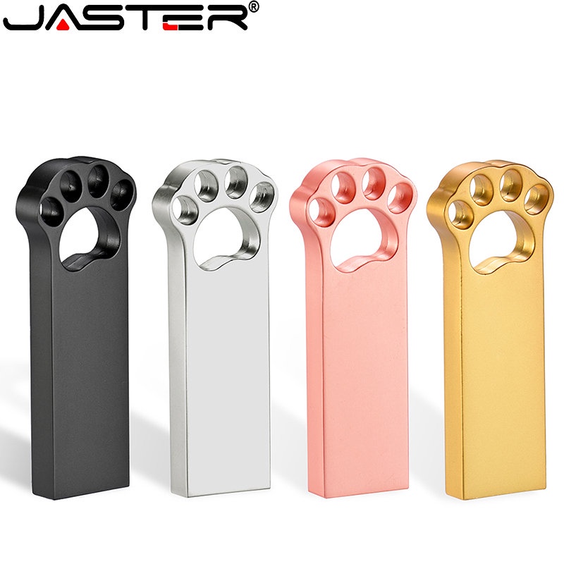 USB JASTER 2.0 kim loại khắc laser hình bàn chân gấu 4gb 8gb 16gb 32gb 64GB 128gb có móc khoá làm quà tặng