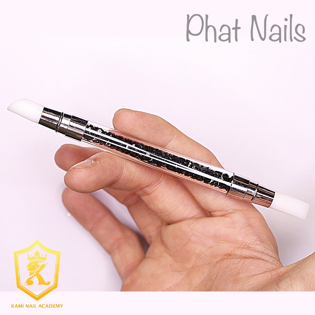 Cây silicon 2 đầu dùng để nắn gel,chà tráng gương cán ki.m cương đen