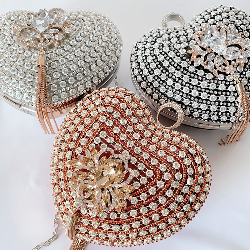 Túi Đeo JASMIN NOIR Chéo Đính Đá Hình Trái Tim Xinh Xắn Cho Nữ