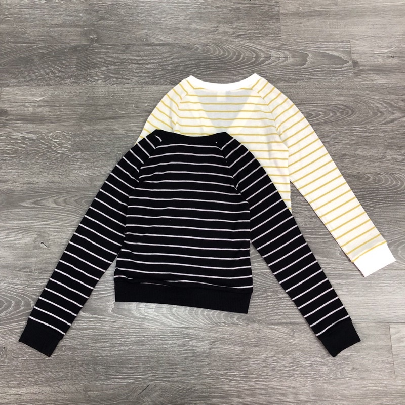 BEUCLOSET - Áo thun dài tay hoạ tiết kẻ sọc chất mát