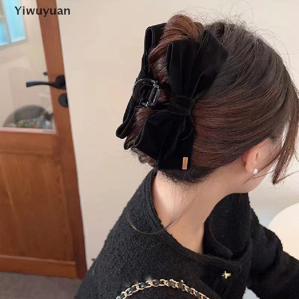 < Yiwuyuan > Kẹp Tóc Đuôi Ngựa Thắt Nơ Hai Mặt Màu Trơn Thanh Lịch Ngoại Cỡ Dành Cho Bạn Nữ