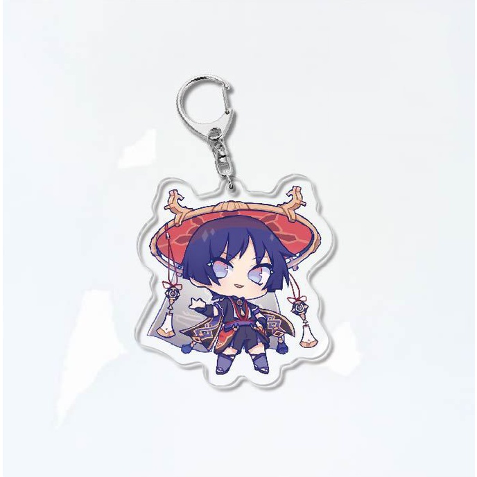 Móc Chìa Khóa Bằng Acrylic Hình Đũa Thần Hoạt Hình Sam Genshion Va Chạm