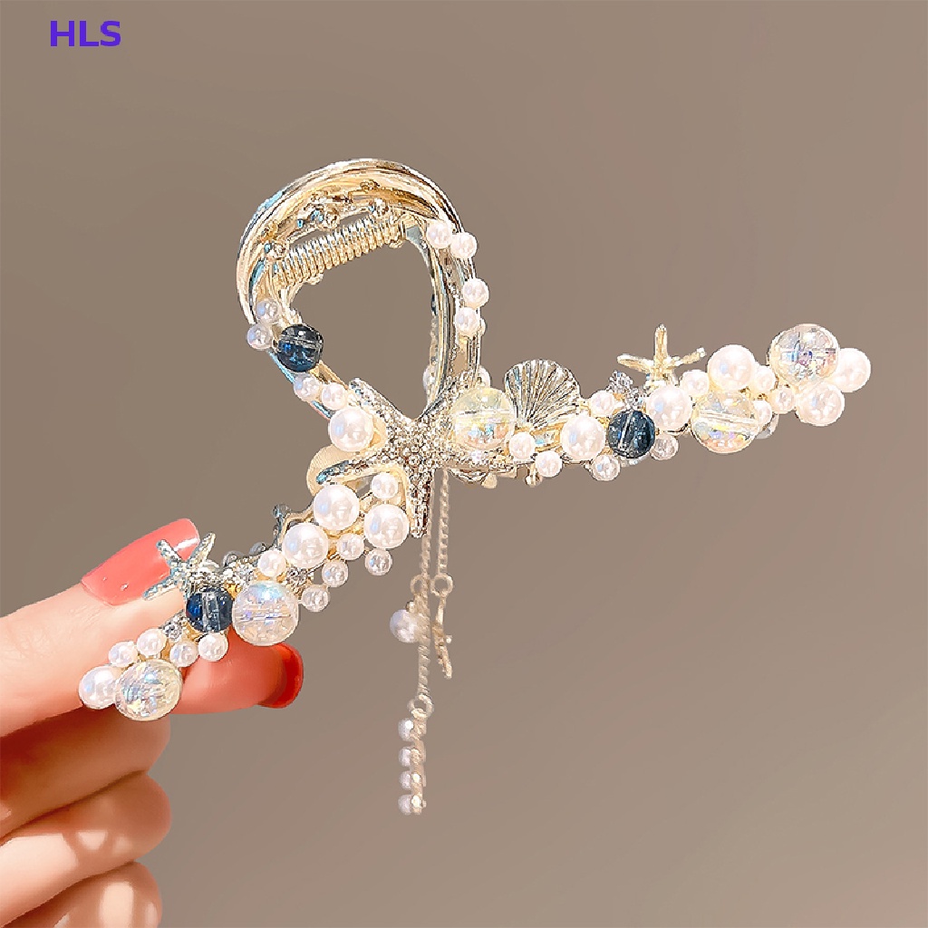 Kẹp Tóc Tua Rua Đính Đá &amp; Ngọc Trai Hình Sao Biển