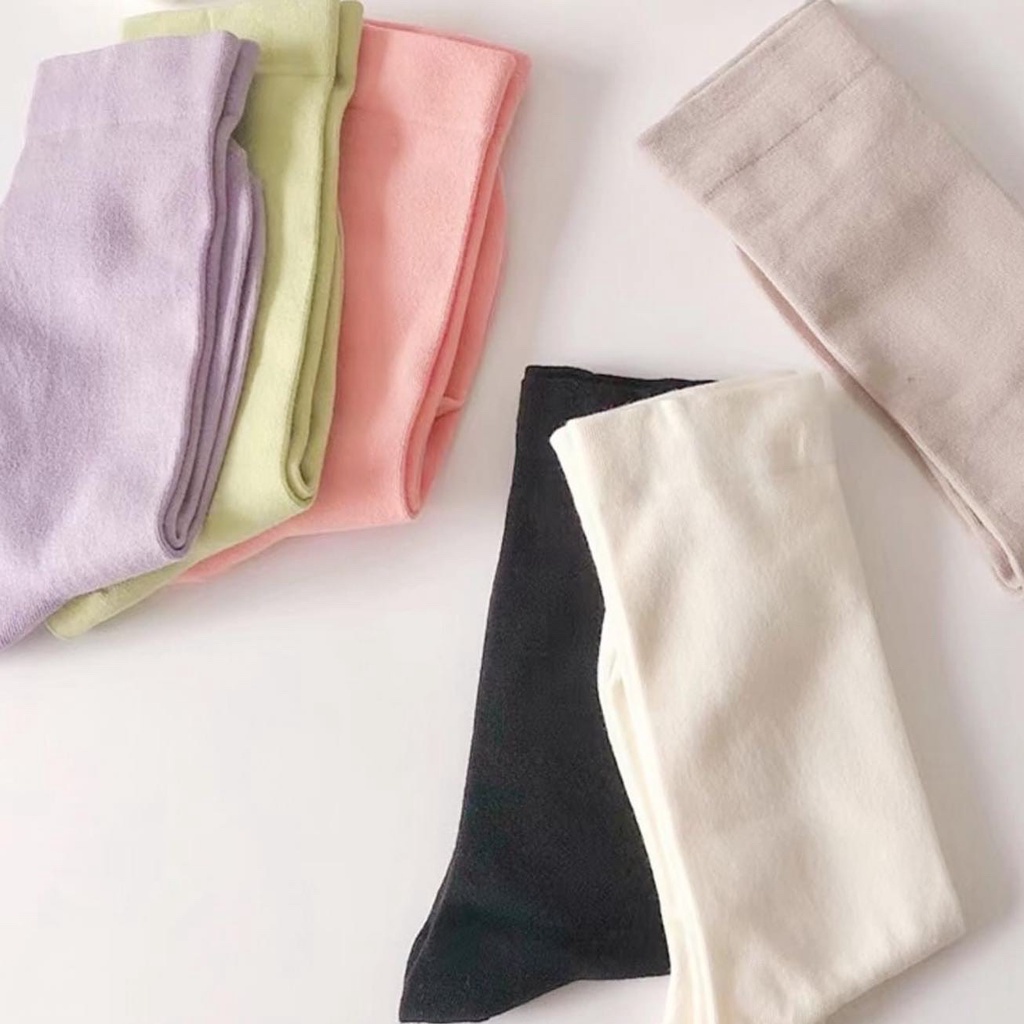 Tất Cao Cổ Nam Nữ Vớ Cao Cổ Nữ Nam Màu Pastel Vintage Chất Cotton Mịn Tất Vớ Cổ Cao Nữ Vớ Cao Cổ Cao