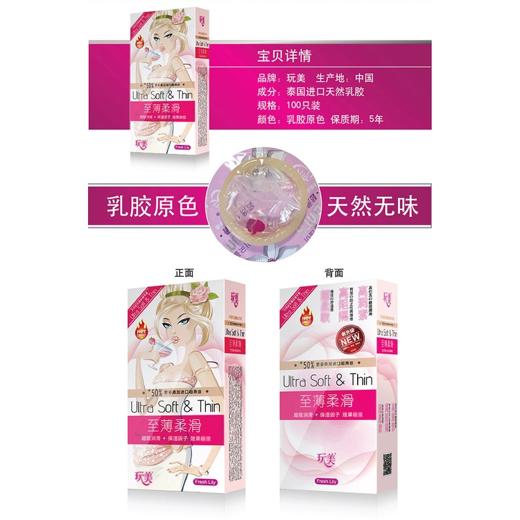 Bao cao su siêu mỏng BCS cô gái màu hồng Hộp 100 chiếc ôm khít nhiều nước bôi trơn kéo dài thời gian Men.69
