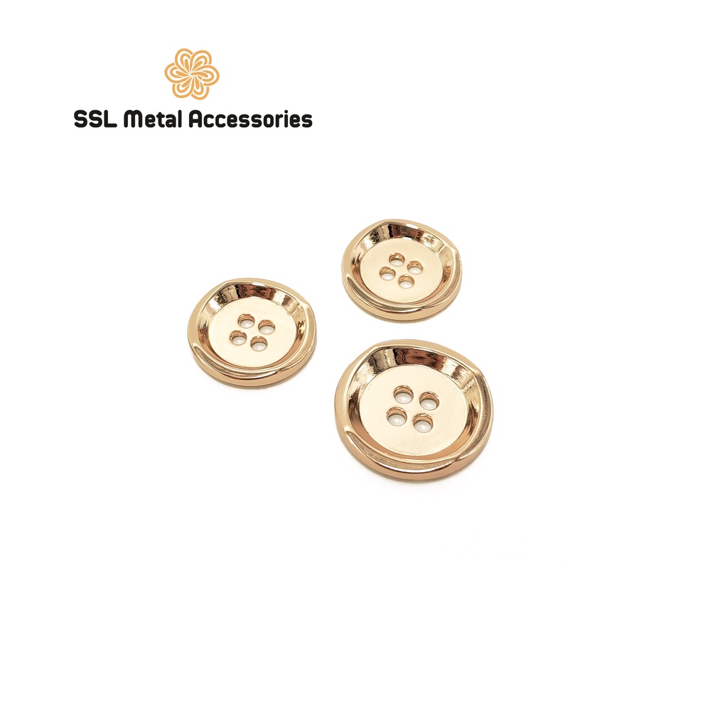 Cúc áo kim loại cao cấp hình tròn 4 lỗ dùng cho áo sơ mi, áo thời trang, áo dạ  JLZ-221215-1/ JLZ-221215-2 15mm và 18mm