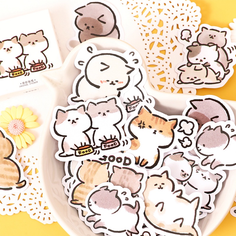 STI93 Bộ 45 miếng dán sticker dễ thương - Naughty meow