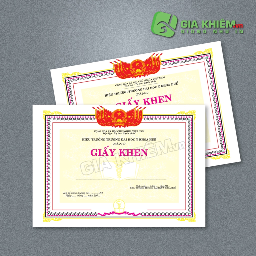 in Giấy khen in Certificate khổ A4 in tên nội dung theo yêu cầu