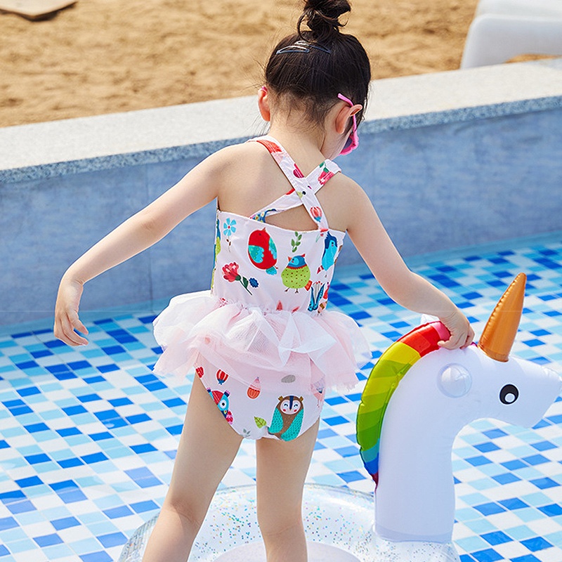 Đồ Bơi Một Mảnh In Hoạt Hình Kiểu Công Chúa AKKU Dễ Thương Cho Bé Gái