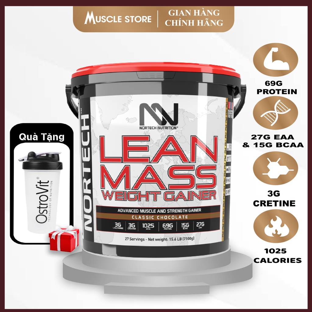 Lean Mass Gainer - NorTech (7.1KG,15.6LBS) - Sữa tăng cân, hỗ trợ tăng cơ nạc phát triển cơ bắp dành cho người gầy.
