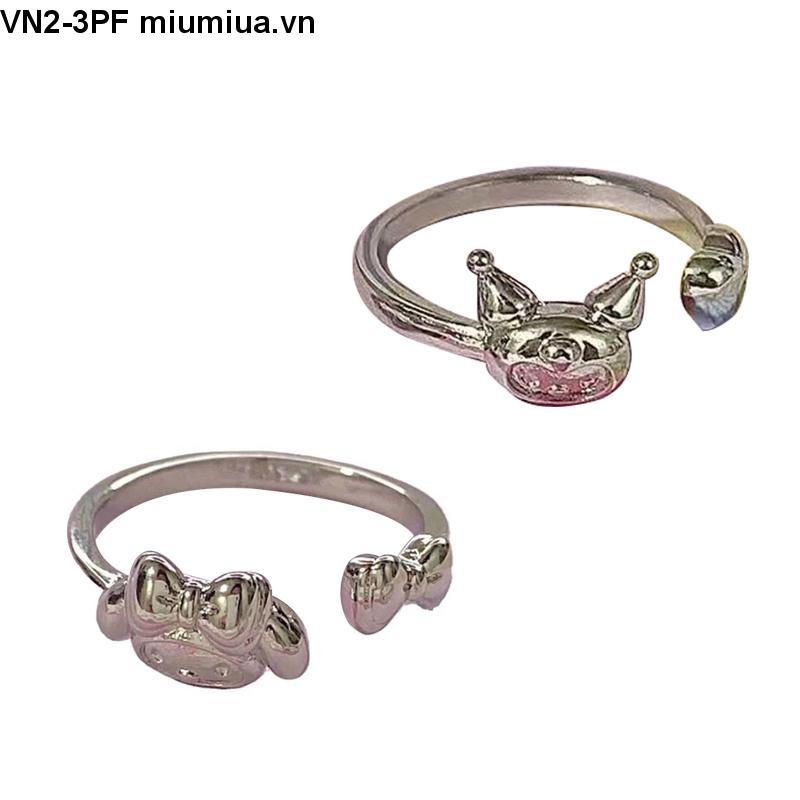 SANRIO Nhẫn Hở Họa Tiết Hoạt Hình Melody Kuromi Dễ Thương Dùng Làm Quà Tặng