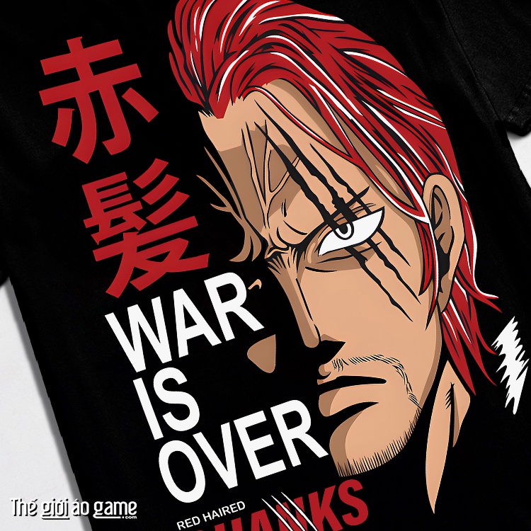 Áo anime one piece shanks nam nữ Áo thun one piece shanks tóc đỏ unisex cotton co giãn thoáng mát màu đen trắng T04