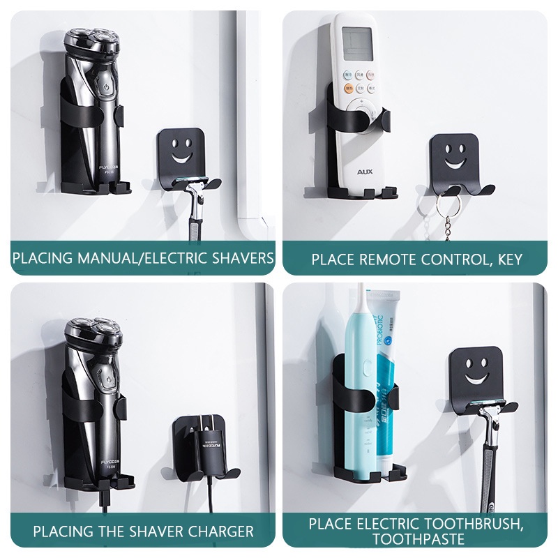 Móc Treo Tường Không Cần Đục Lỗ Cho Máy Cạo Râu Chạy Điện Giá Để Bàn Chải Đánh Răng Giá Xếp Đồ Phụ Kiện Phòng Tắm Móc Cắm Giá Đỡ Dao Cạo Nhà Vệ Sinh