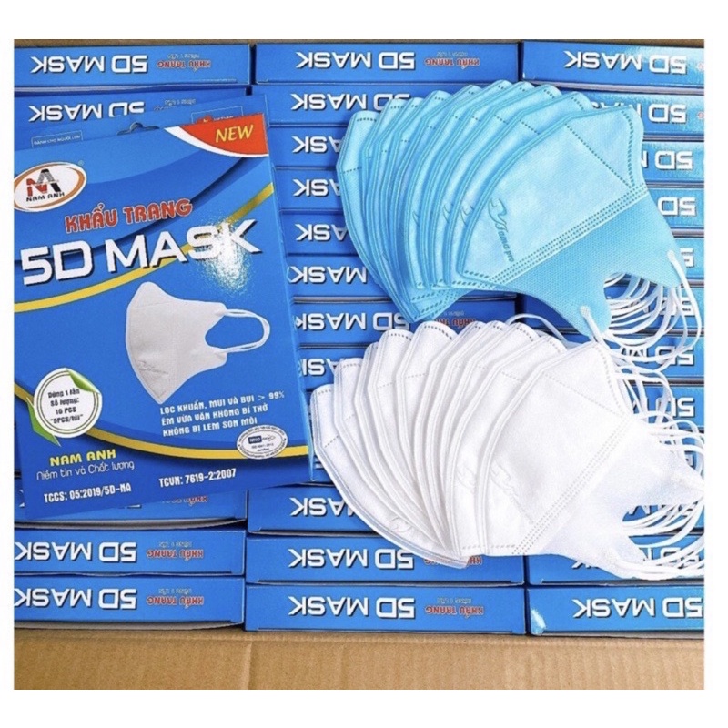 Combo 10 hộp Khẩu trang 5D FAMAPRO 3 lớp kháng khuẩn ( 10 cái / hộp ) - Khẩu trang 5D Nam Anh 100 cá