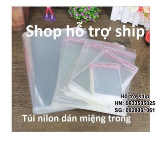 Hỗ trợ Ship- 1kg TÚI OPP NILON DÁN MIỆNG _ TÚI NILON CÓ KEO DÁN_ TÚI KIẾNG TRONG CÓ KEO DÁN