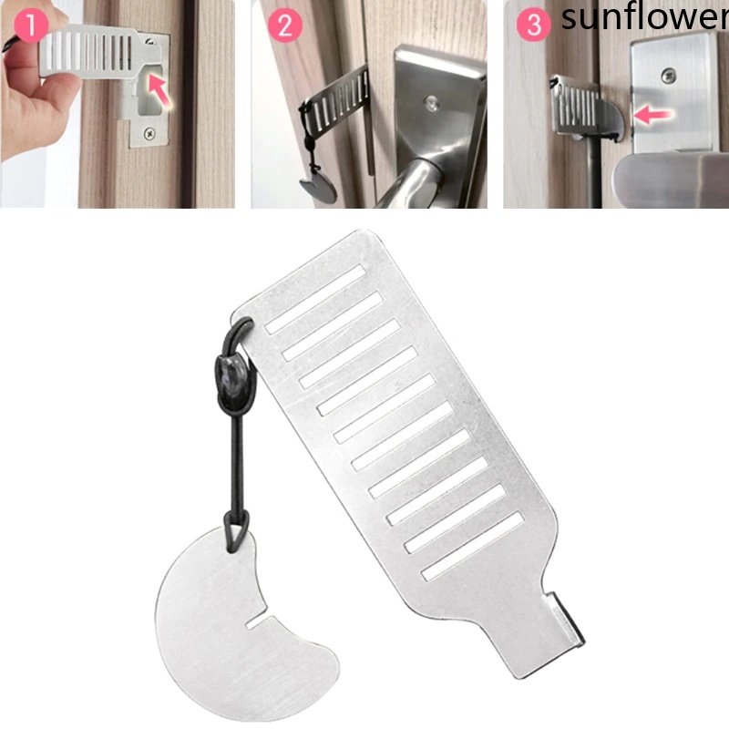 Khóa Cửa Chặn Không Cần Đục Lỗ Bằng Thép Không Gỉ Chống Trộm Di Động Cho Du Lịch Khách Sạn Nhà Nghỉ Ký Túc Xá-Sun. Vn