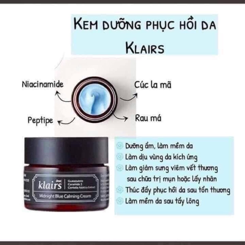 Kem dưỡng ẩm Klairs Midnight Blue Calming Cream