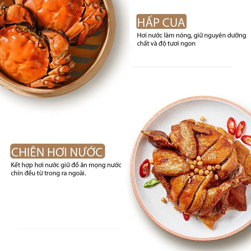 Nồi Chiên không dầu Hơi Nước Mishio MK318 Đa Năng Kết Hợp 10 Trong 1 menu 50 món ăn