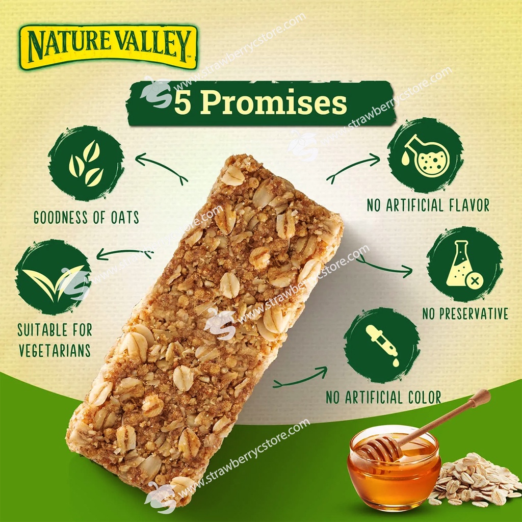 Thanh Ngũ Cốc Yến Mạch, Mật Ong Nature Valley Oats 'n Honey Crunchy Granola Bars, Hộp 12 Thanh  , 253g