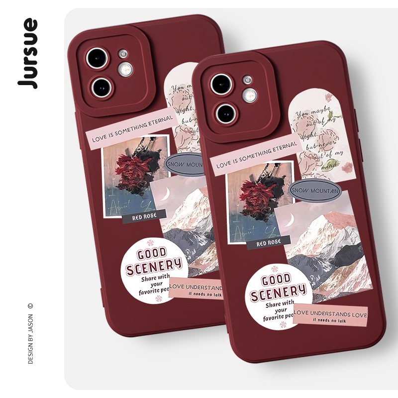 Ốp lưng JURSUE dễ thương đẹp độc lạ vintage mềm Cho iPhone 14 13 12 11 Pro Max SE 2020 X XR XS 8 7 ip 6S 6 Plus kute XYH1141
