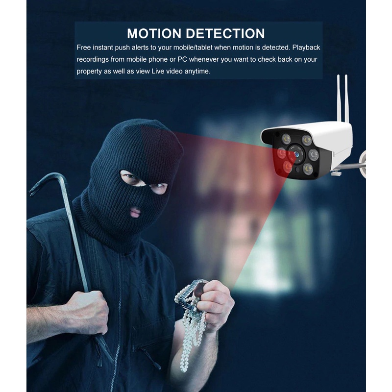 Camera Wifi Ngoài Trời 6 Led 2.0Mp Full 1080 HD