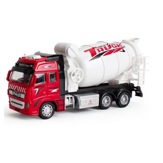 Xe chở bê tông tỉ lệ 1:38 đồ chơi trẻ em chạy cót có cabin màu đỏ bằng kim loại chống gỉ xước
