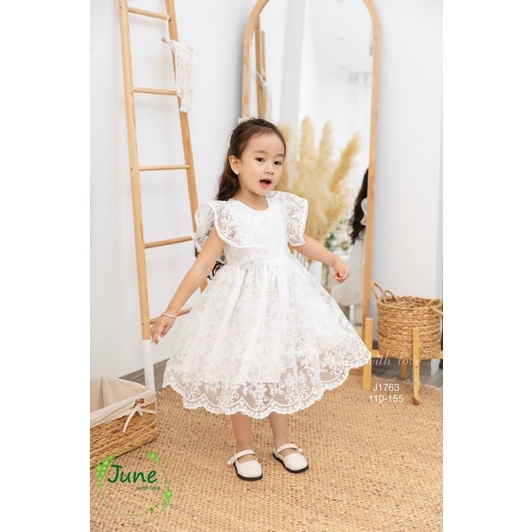 Đầm trắng ren công chúa June 1-10Y