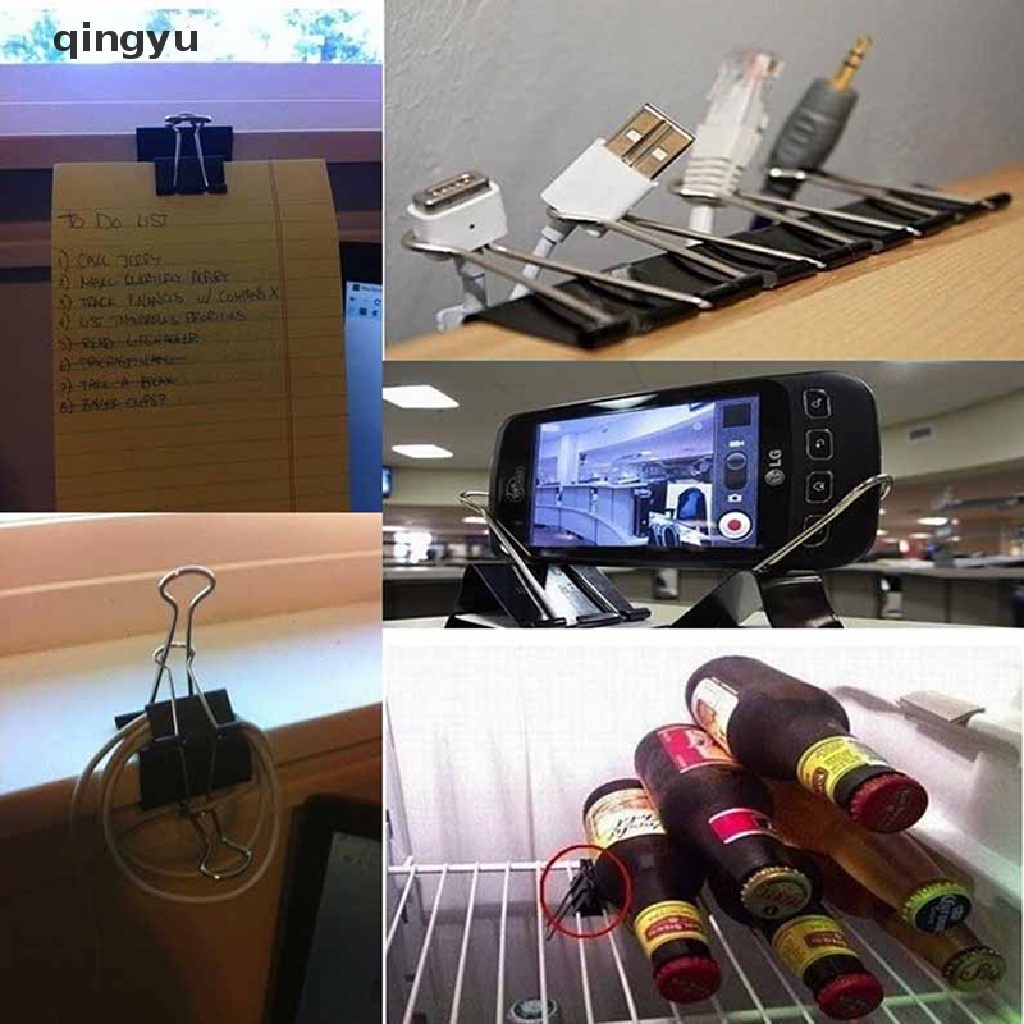 Bộ 12 Kẹp Giấy Bằng Kim Loại Màu Đen Tiện Dụng Cho Văn Phòng