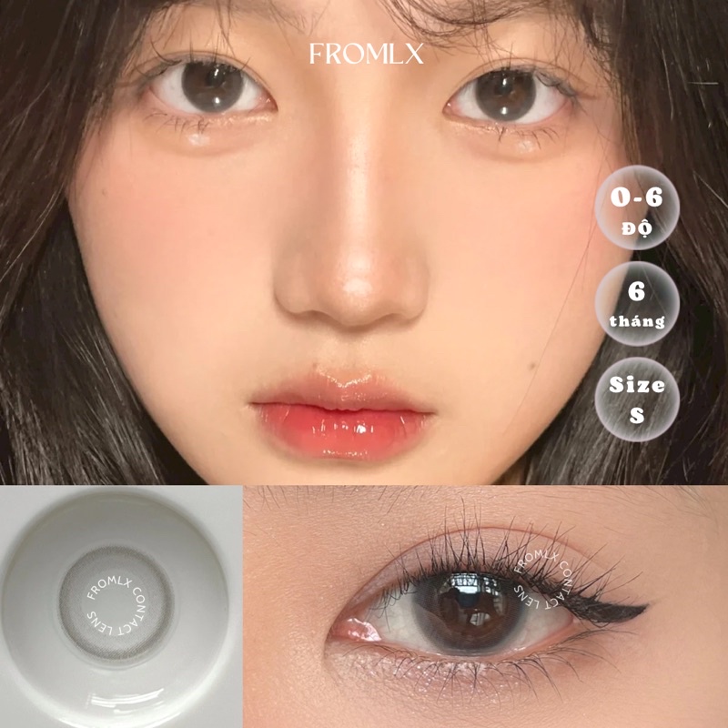 Kính áp tròng màu xám tự nhiên FROMLX CONTACT LENS phong cách Hàn Quốc không giãn tròng hsd 6 tháng (0-6₫)