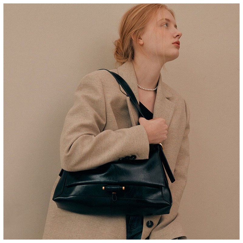 Mischa Túi Đeo Vai Da PU Mềm Màu Trơn Sức Chứa Lớn Dễ Phối Đồ Hợp Thời Trang