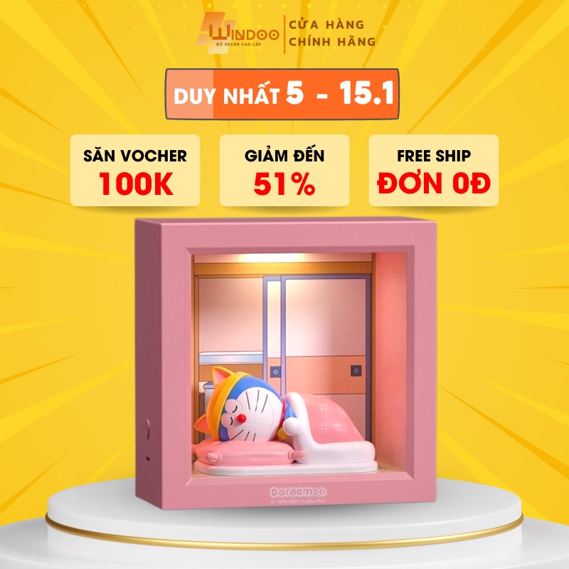 Đèn ngủ doraemon cảm biến thông minh pin sạc, đèn ngủ windoo decor trang trí phòng