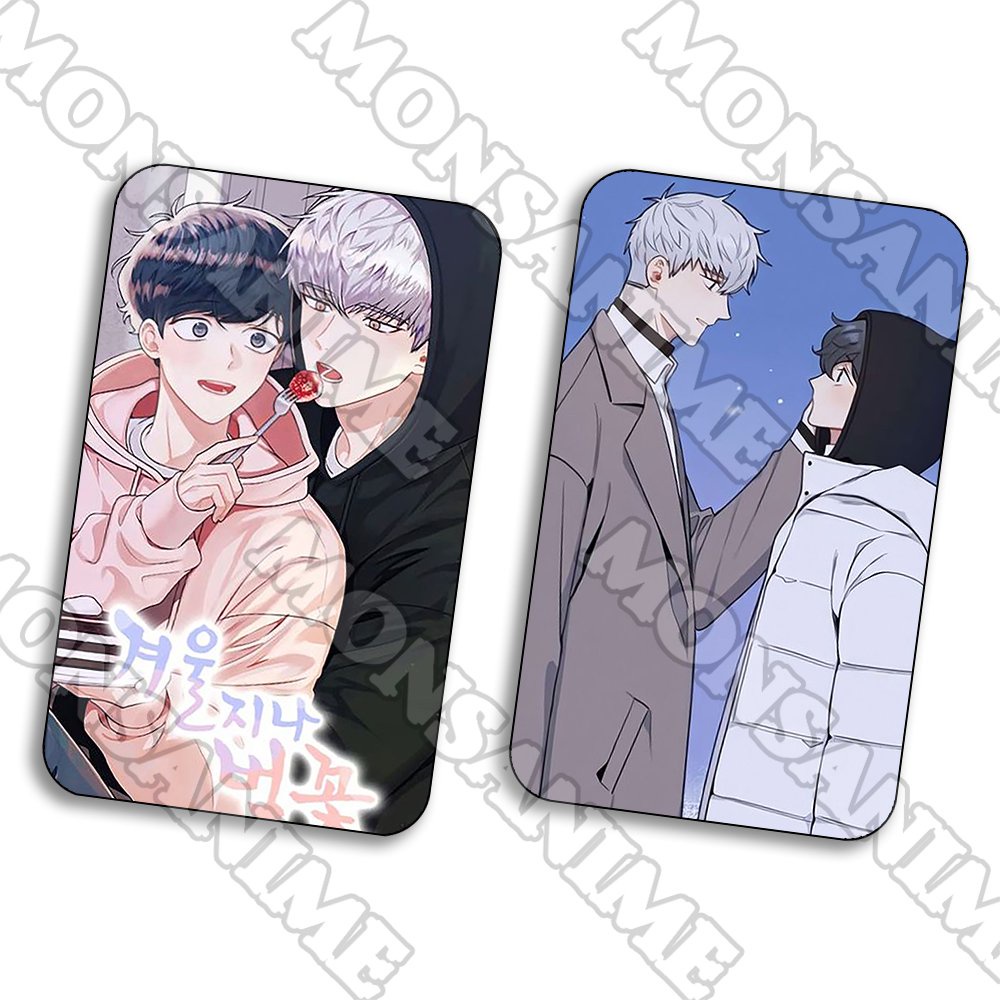 Ảnh card bo góc in hình MÙA XUÂN HOA NỞ ver ĂN BÁNH KEM BL manhua thẻ bo