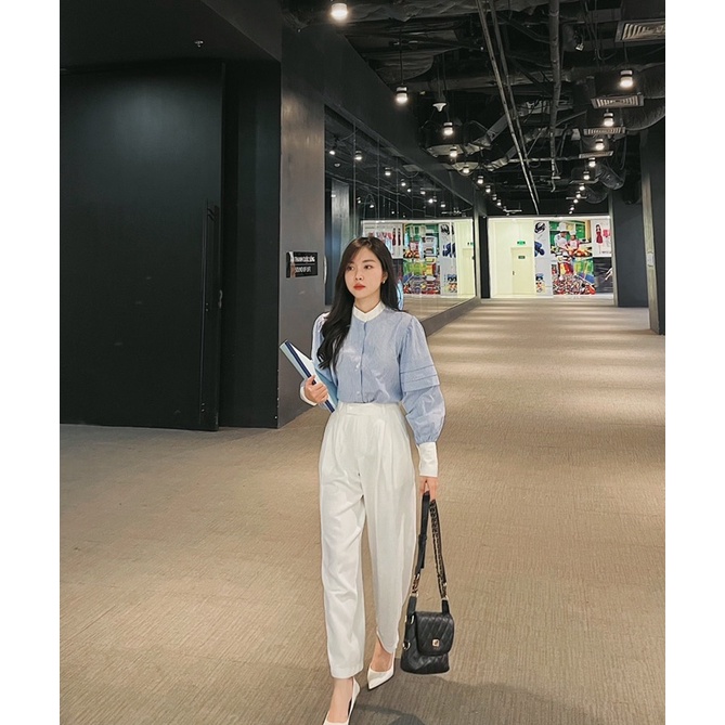 Sơmi xanh kẻ Luu Hanh