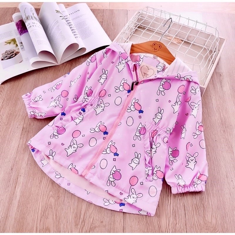 Áo khoác gió 2 lớp cao cấp cho bé gái.