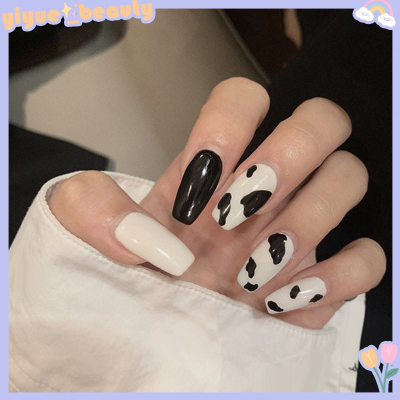 Set 24 Móng Tay Giả Ngắn Chống Nước Thời Trang