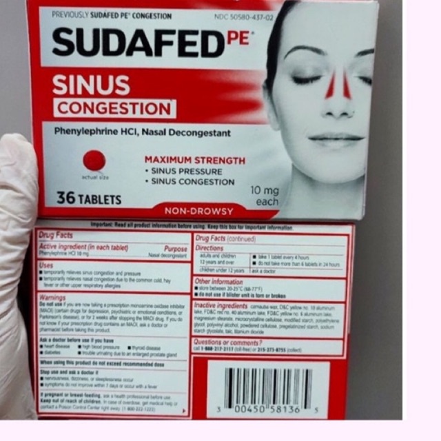 Sudafed PE Hỗ trợ giảm tắc nghẽn xoang mũi ,Giúp Thông Mũi ,Sức mạnh tối đa giúp thông mũi không buồn ngủ, 36 viên nén🇺🇸