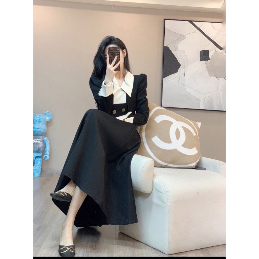 Set Áo Khoác Croptop Mix Chân Váy Dài Cạp Cao Dáng Xòe Chất Umi-Hannie Store