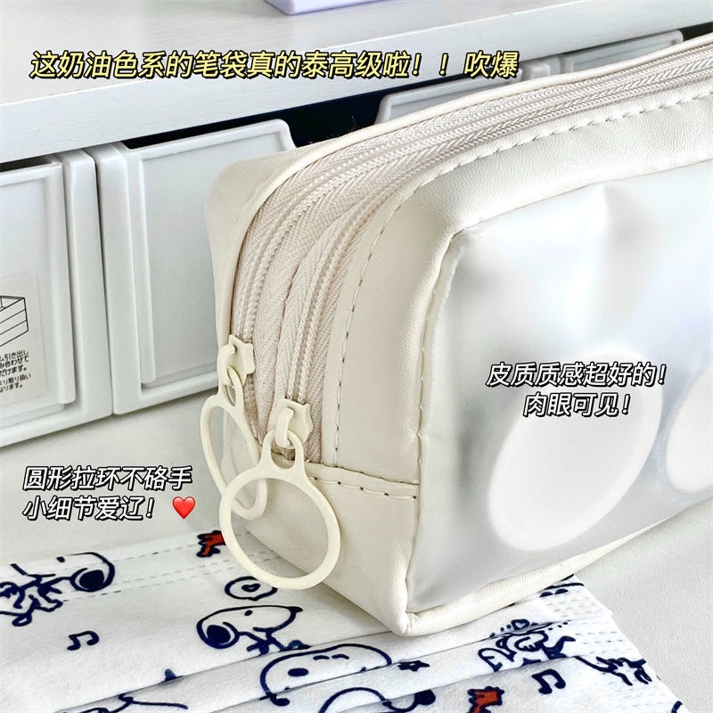 Bóp Hai Lớp Bề Mặt Thô In Họa Tiết Hoạt Hình Dễ Thương Kích Thước Lớn