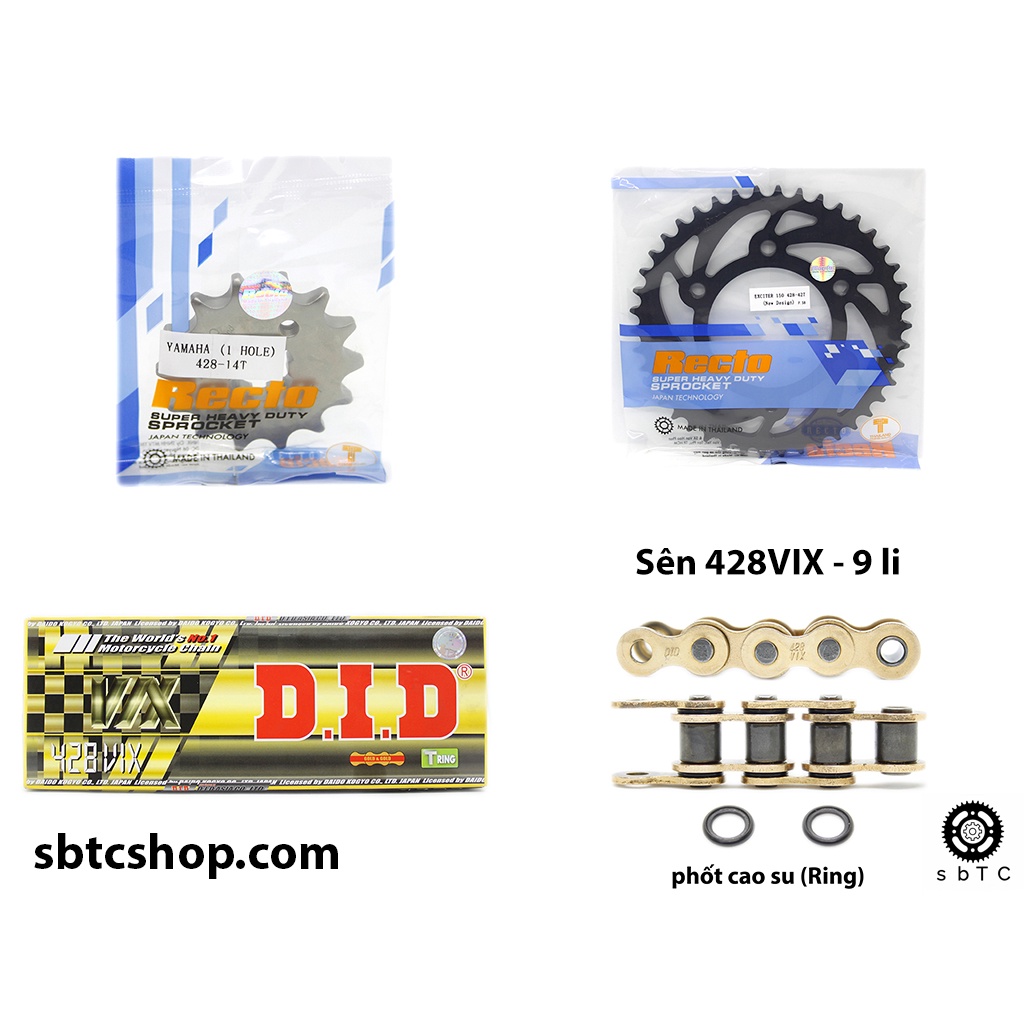 NSD Nhông dĩa Recto sên vàng TFX DID phốt cao su Exciter 150