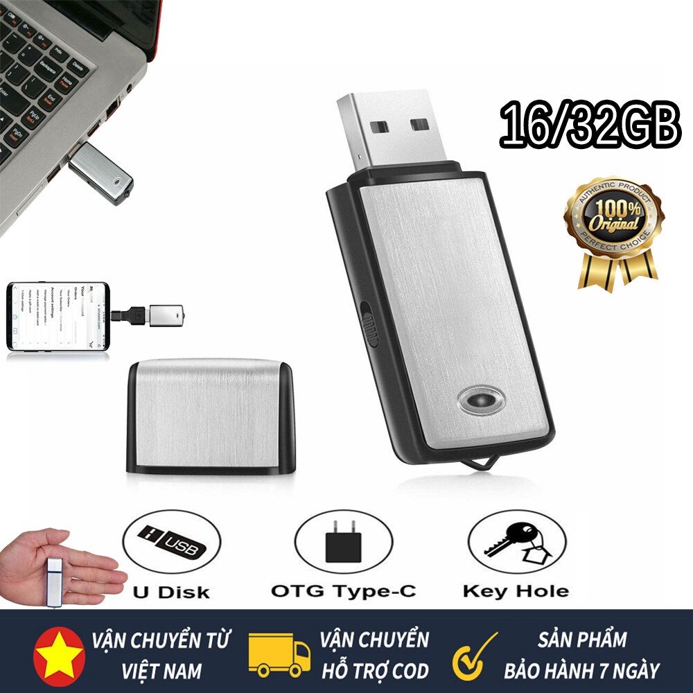 Máy ghi USB 16GB/32GB, máy ghi âm di động, máy ghi âm chất lượng cao