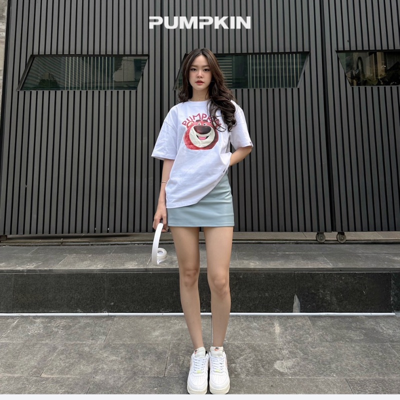 Áo thun gấu dâu unisex PUMPKIN form rộng tay lỡ oversize dành cho nam nữ phong cách Local Brand