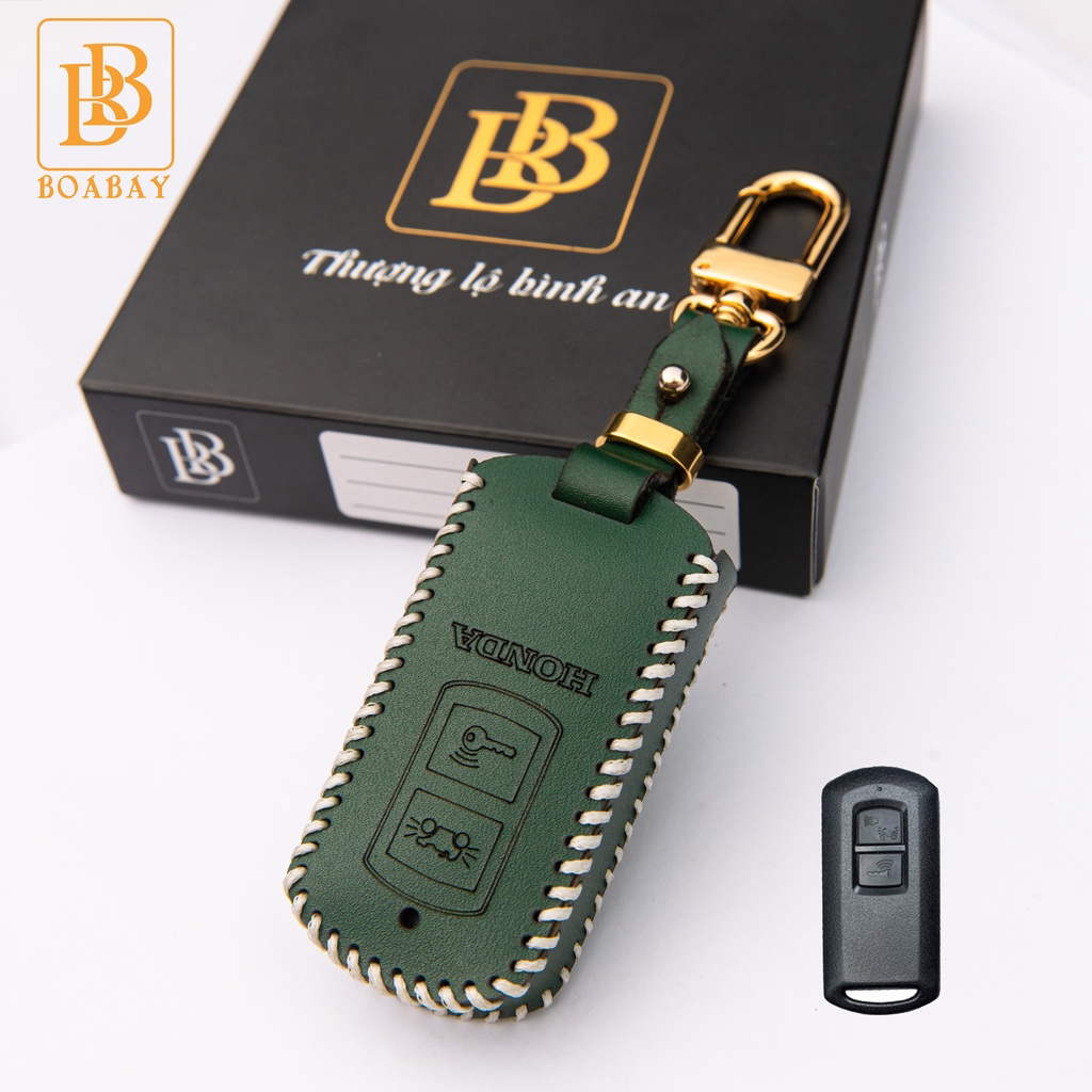 Bao da chìa khoá xe máy bb cao cấp honda airblade, lead, vision, vario form cũ chìa thông minh 2 khắc tên, số điện thoại