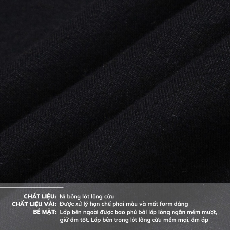 Áo hoodie nỉ bông nam lót lông cừu form rộng 360 Boutique thêu chữ ngực trẻ trung - AHHOL333